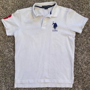 Small white U.S. Polo Assn. mid button up shirt